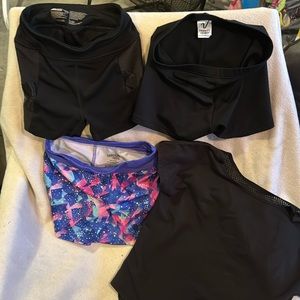 Girls Cheer/ Tumbling bundle size 4-6 3 shorts and one top